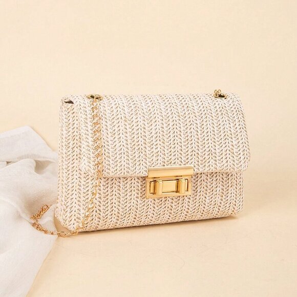 Beige Casual Women's Shoulder Bag With Chain - Picture 1 of 5